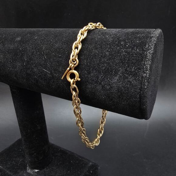 Monet Twisted Gold Tone Chain Anklet Large Bracelet Vintage Costume Jewelry - Picture 2 of 7